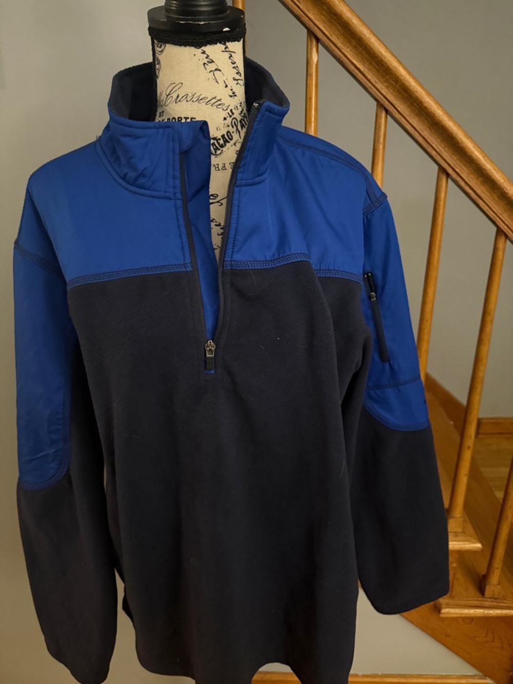 Blue and Navy Quarter-Zip Fleece Pullover